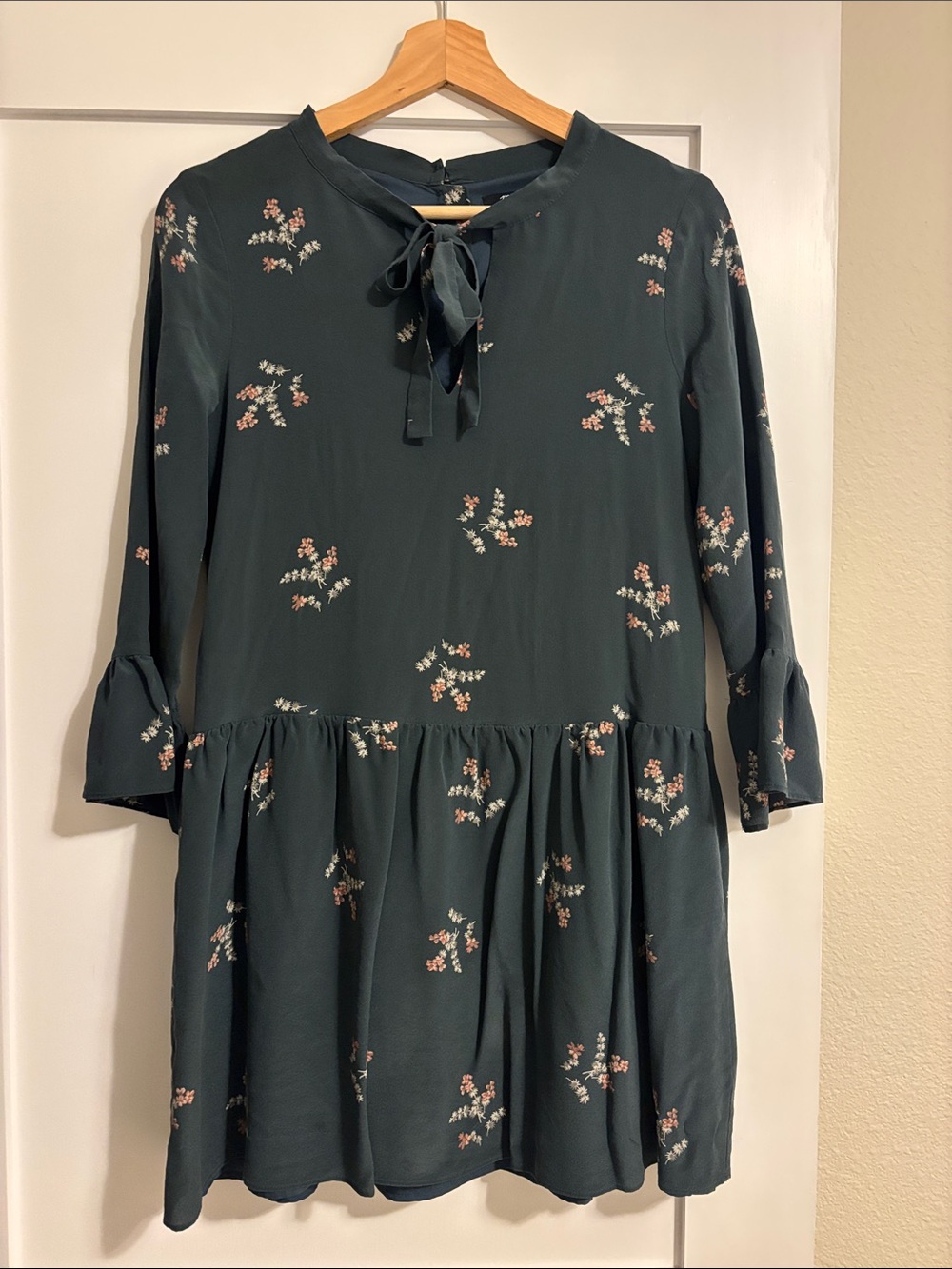 Madewell Teal Floral Mini Dress with Pink & Cream Accents
